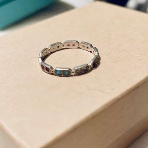 Stunning 14k White Gold Multi Gemstone Ring